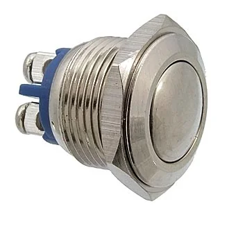 PBS-28B    D-16 MM STEEL - Кнопка антивандальная металлическая, 2А 36В, без фиксации на замыкание, резьба М16