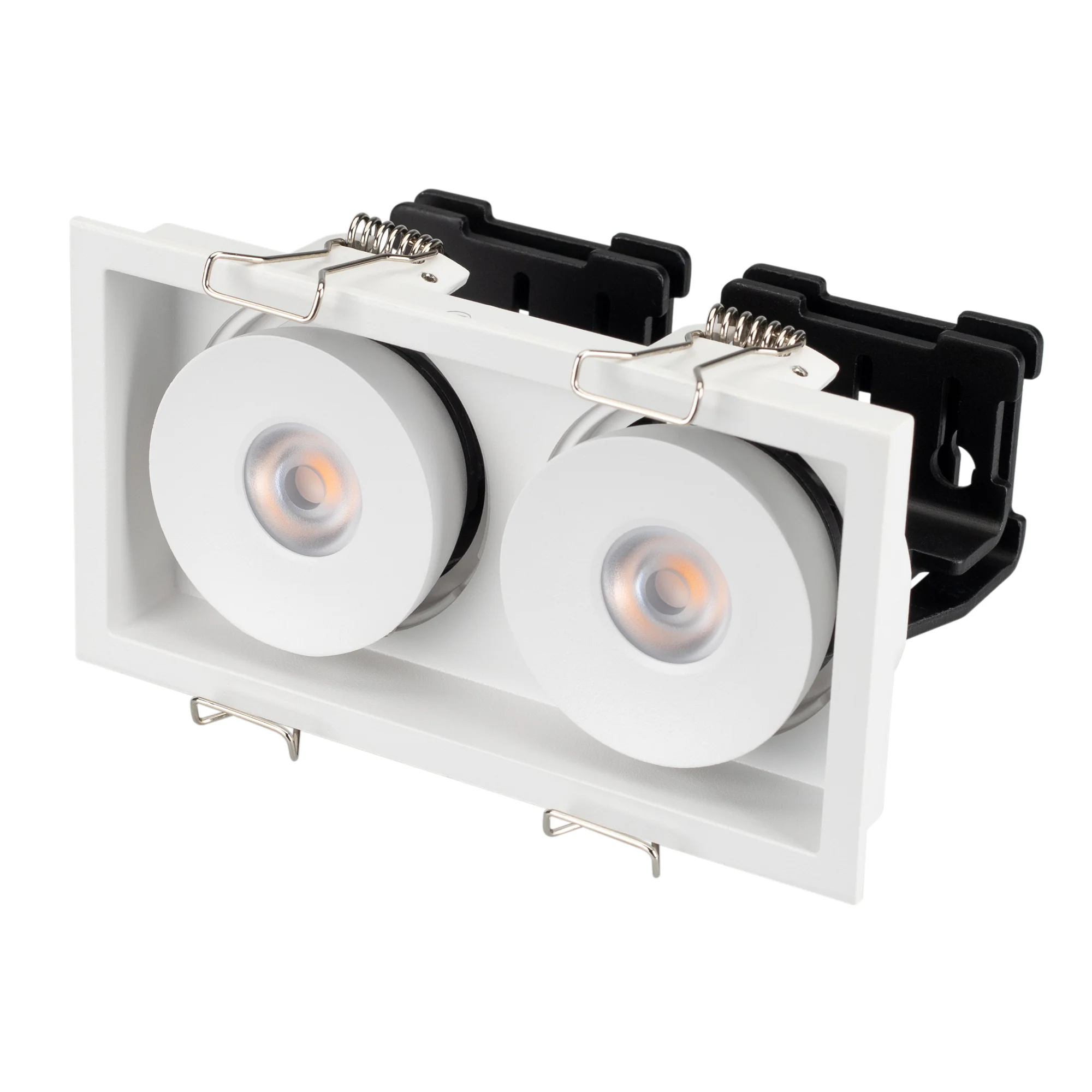 Светильник CL-SIMPLE-S148x80-2x9W Day4000 (WH, 45 deg) 028150 - Встраиваемый поворотный светильник для потолка. Мощность 2x9W, цвет ДНЕВНОЙ 4000K, св.поток 1260лм, угол 45°, RA>90. Корпус прямоугольный белый. Питание AC180-240V. Размеры LxWxH 148x80x90мм.