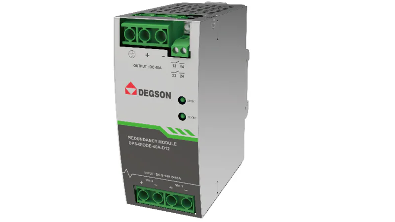 Модуль резервирования DPS-DIODE-40A-D12 - Модуль резервирования, номинальное напряжение: 12VDC, номинальный ток: 40A, диапазон входных напряжений: 9-14V, монтаж: на DIN рейку, температура окружающей среды –40°C…+80°C