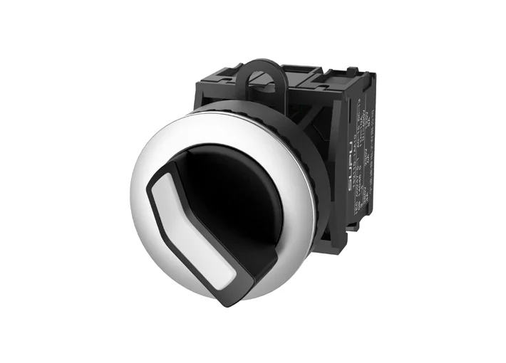 Селекторный переключатель (черный) TS2520-1CD60-S20 - Переключатель, короткая ручка, 3-х позиционный, пружинный самовозврат из левого положения, без подсветки, утопленное алюминиевое переднее кольцо, с мгновенным нажатием, с контактной группой 2NO, диамет
