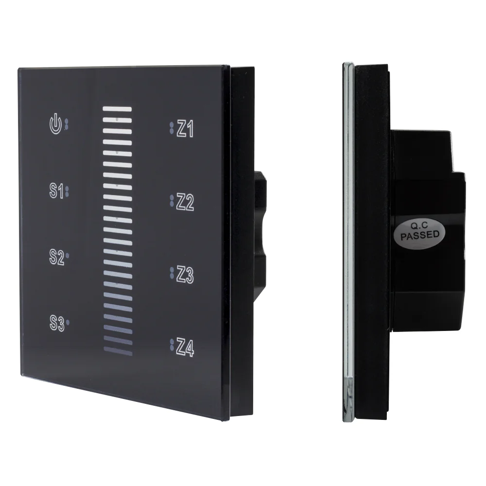 INTELLIGENT ARLIGHT Сенсорная панель DALI-901-11-ADDR-3SC-DIM-DT6-IN Black (BUS) 037189 - Встраиваемая сенсорная панель с выходом DALI. Управление 4-мя зонами. Каждая зона = 1 адрес DALI. Адреса расположены последовательно (например, 01, 02, 03, 04). Уста