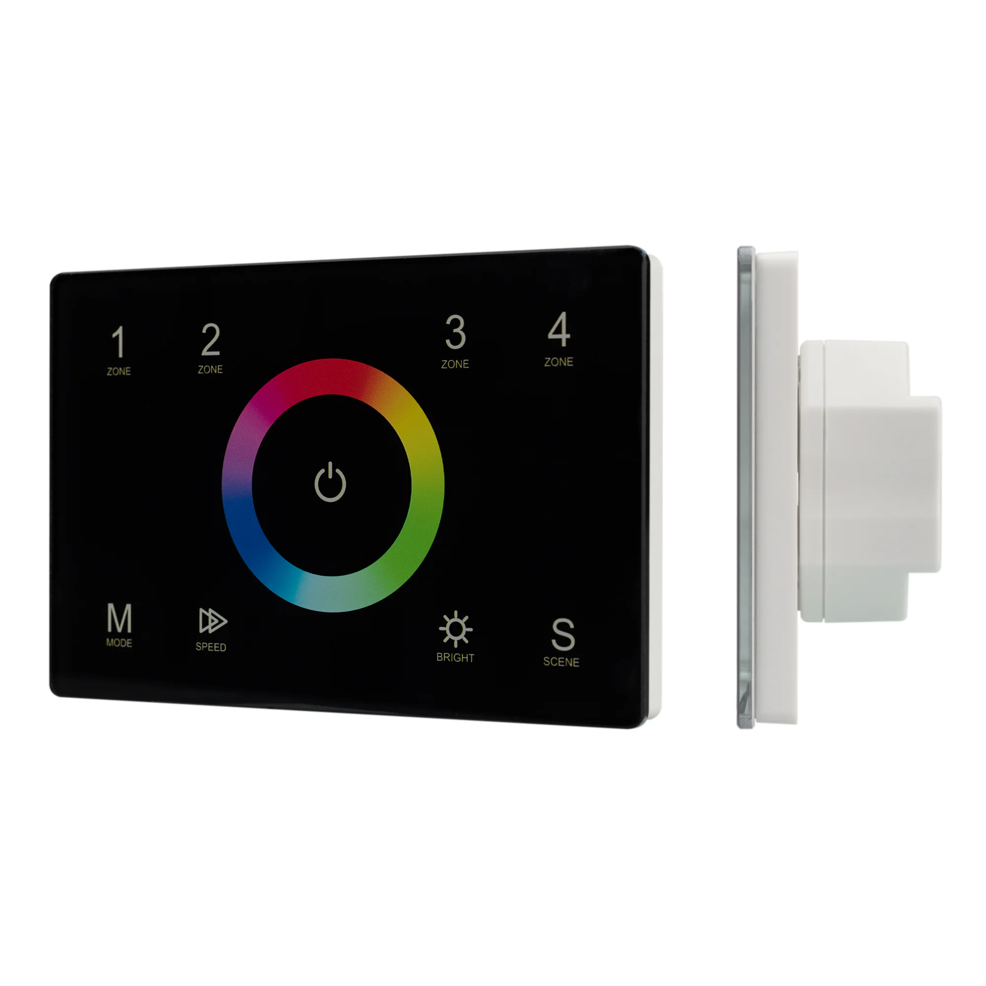 Панель Sens SMART-P83-RGB Black (230V, 4 зоны, 2.4G) 028403 - Встраиваемая сенсорная панель 2.4 ГГц, цвет чёрный. Итальянский стандарт. Материал - стекло. Для управления RGB источниками света (ШИМ), 4 зоны управления. Функция управления DMX512 устройствам