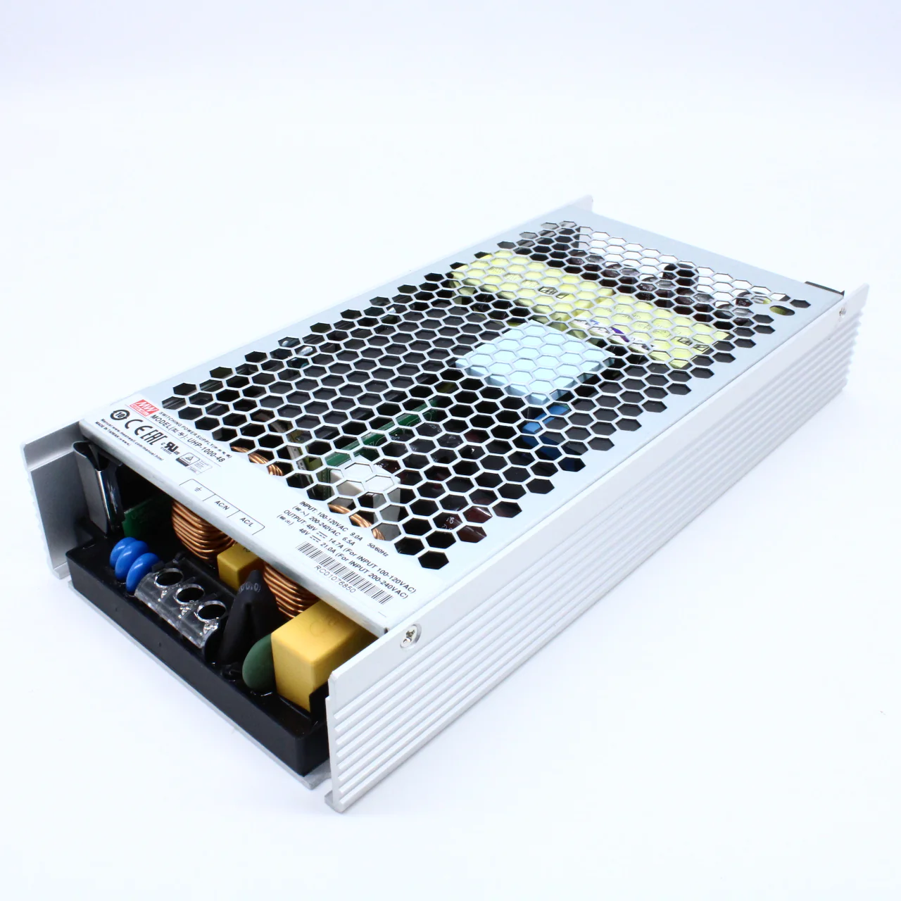 UHP-1000-48 - AC-DC, 1008Вт, вход 90…264В AC, 47…63Гц, выход 48В/21A, ККМ, рег. вых 48…57.6В, изоляция 3750В AC, в кожухе 240х115х41мм, -30…+70°С