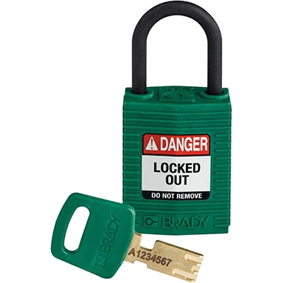 gws150182 - Замок SafeKey нейлоновый компактный, нейлоновая дужка, высота дужки – 25 мм, диаметр дужки – 4.3 мм, нейлоновый корпус, размеры корпуса – 43х32х19 мм, цвет – зеленый, 1 шт/упак
