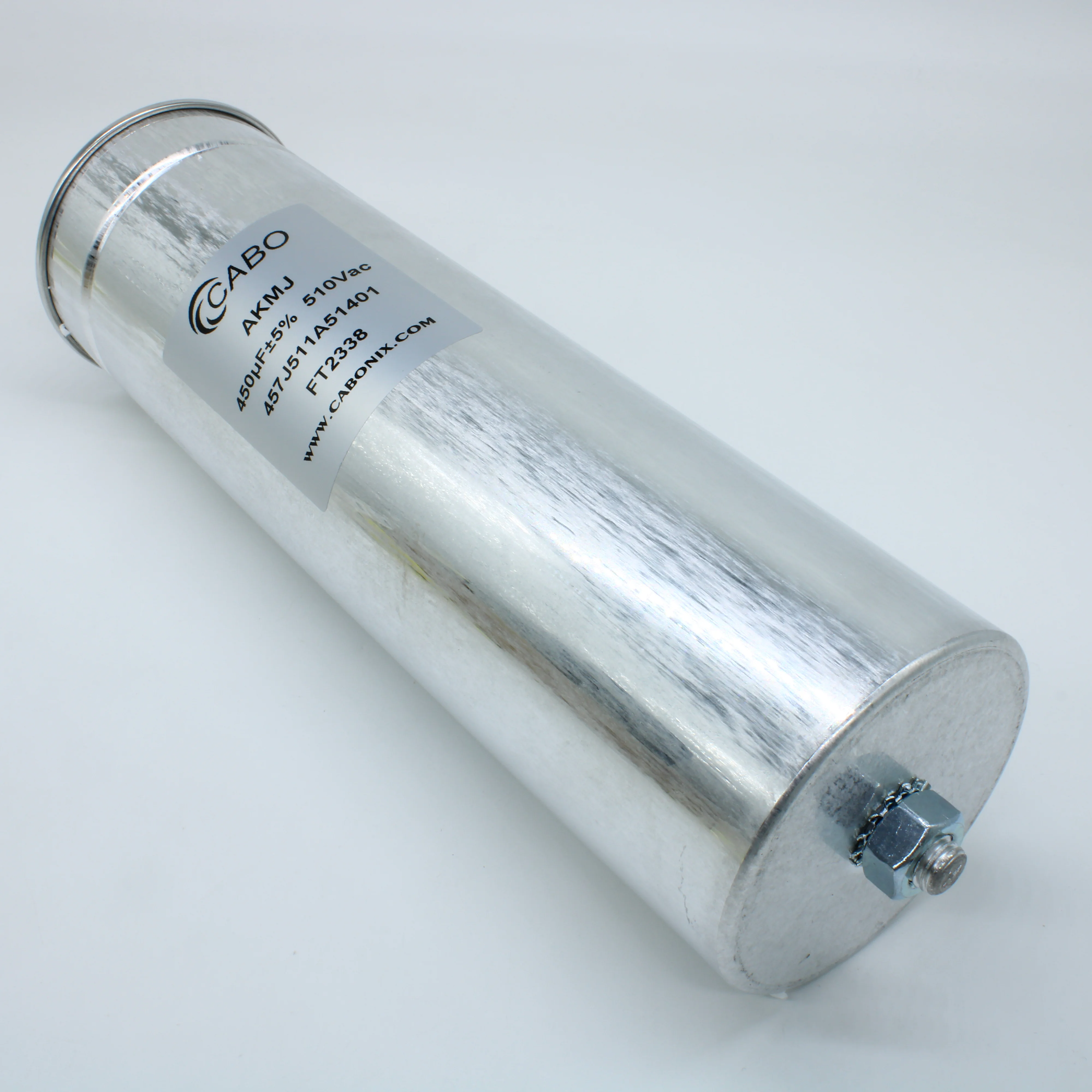 457J511A51401 - Силовой плёночный конденсатор для AC цепей Urms 360 В, ёмкость 450 мкФ, ток 59 А, размер 86*290 мм.