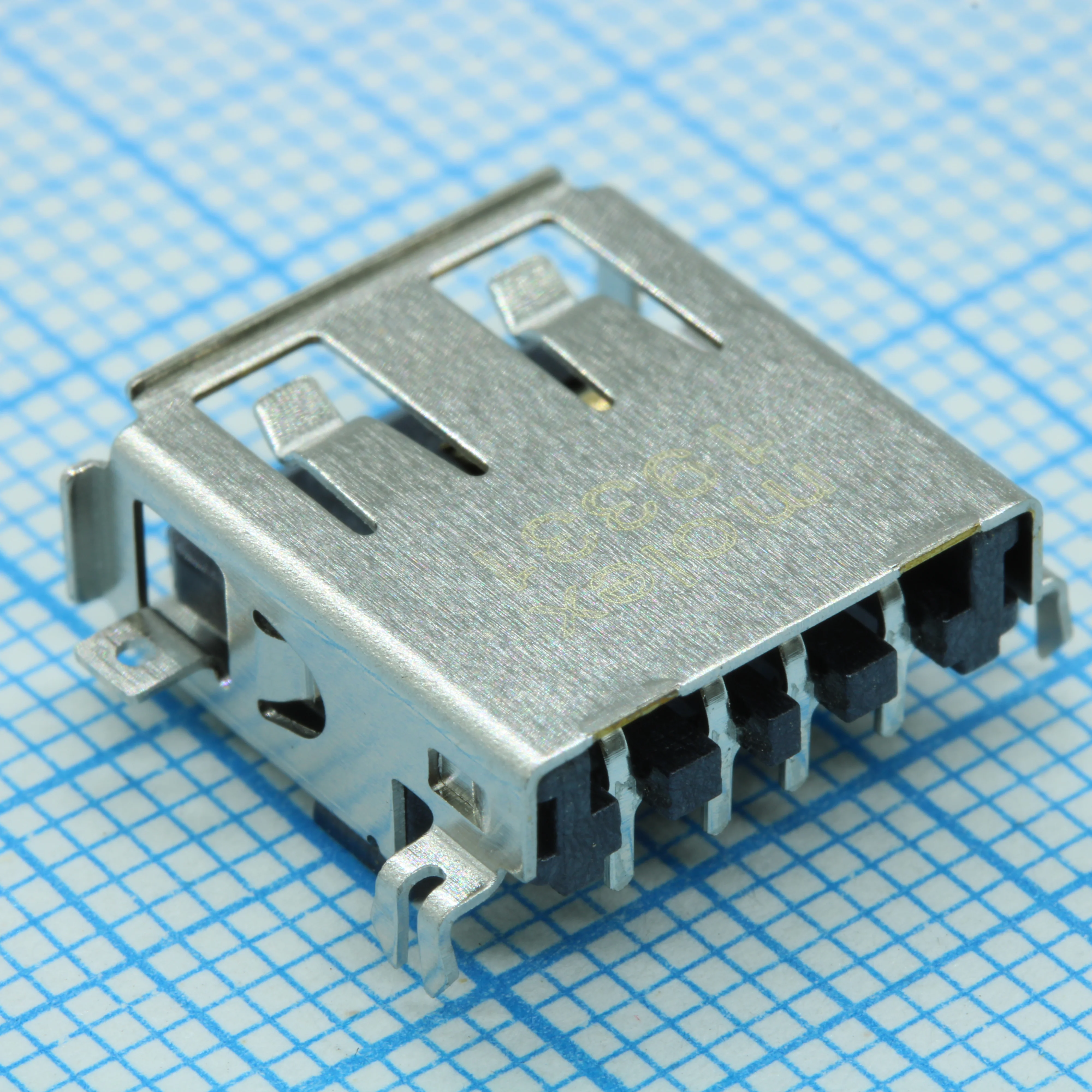 482580001 - Разъем USB 2.0 тип A 4 контакта шаг 2.5мм угловой монтаж в отверстие 4 терминала 1 порт лента на катушке