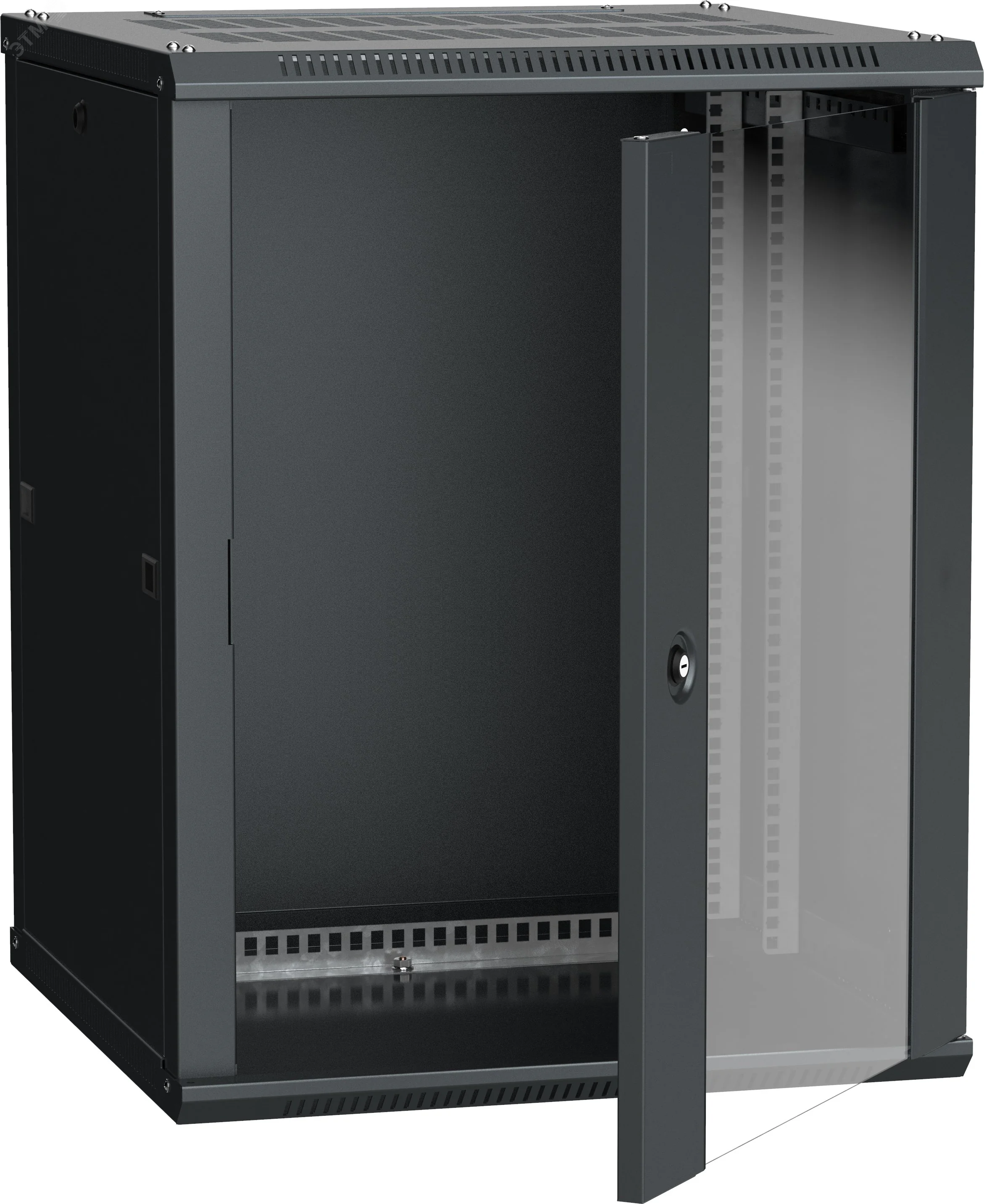 Шкаф настенный 19" LINEA W 12U 600x600мм стеклянная дверь RAL9005 LWR5-12U66-GF