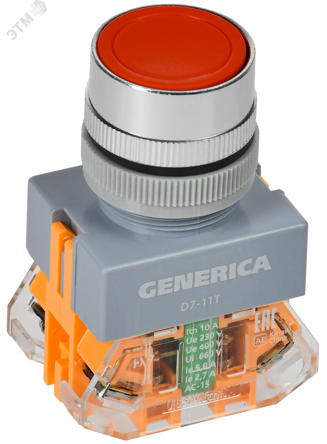 Кнопка D7-11T d=22мм 1з+1р с фикс. кр. GENERICA BBT50-11T-3-21-K04-G