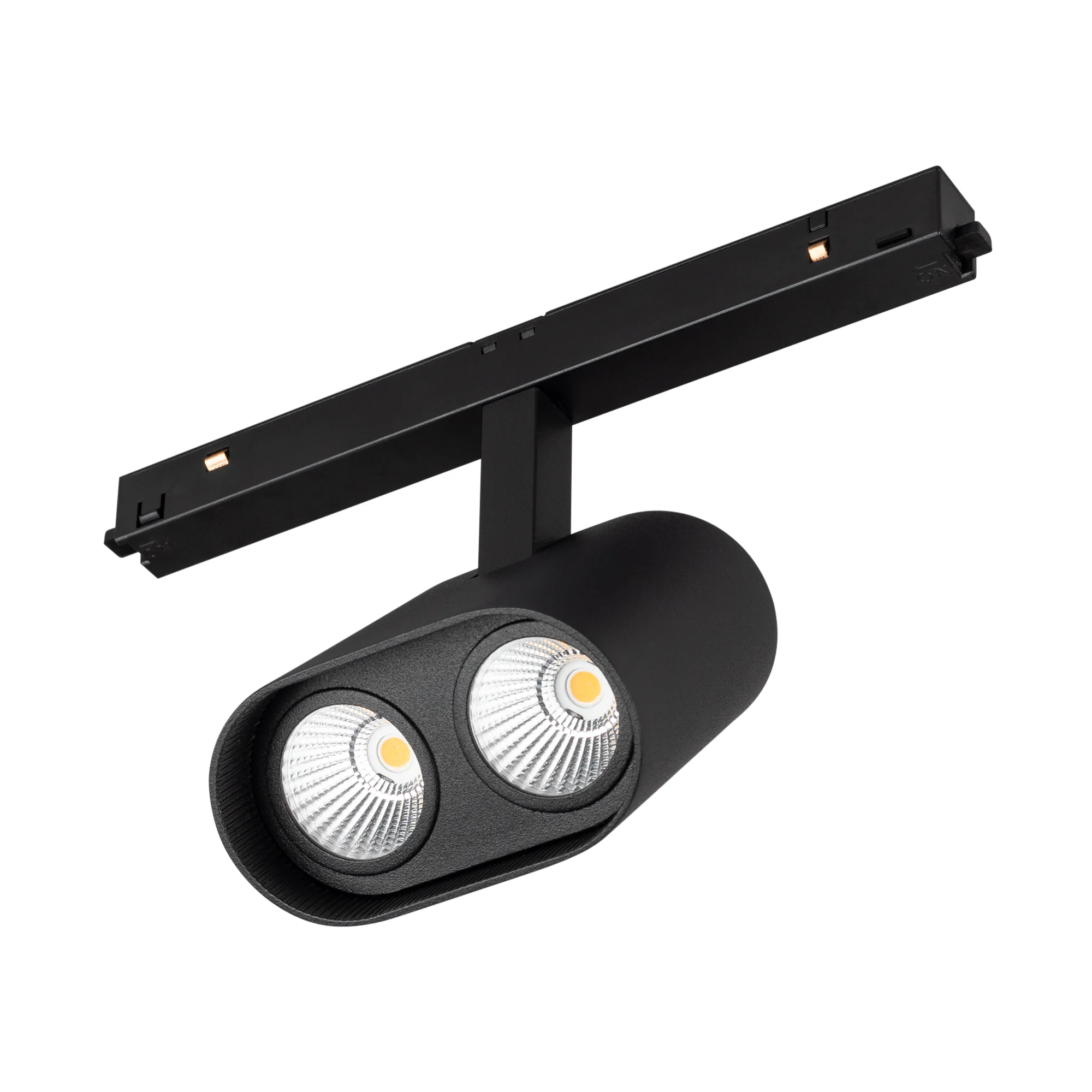 Светильник MAG-ORIENT-BLUM-12W Warm3000 (BK, 40 deg, 48V) 037037 - Светильник для магнитных треков MAG-ORIENT шириной 26 мм. Мощность 12 Вт, св. поток 900лм, 75 лм/Вт, теплый 3000 K, CRI>90, угол 40°, напряжение питания 48 В. Черный фигурный корпус из мет
