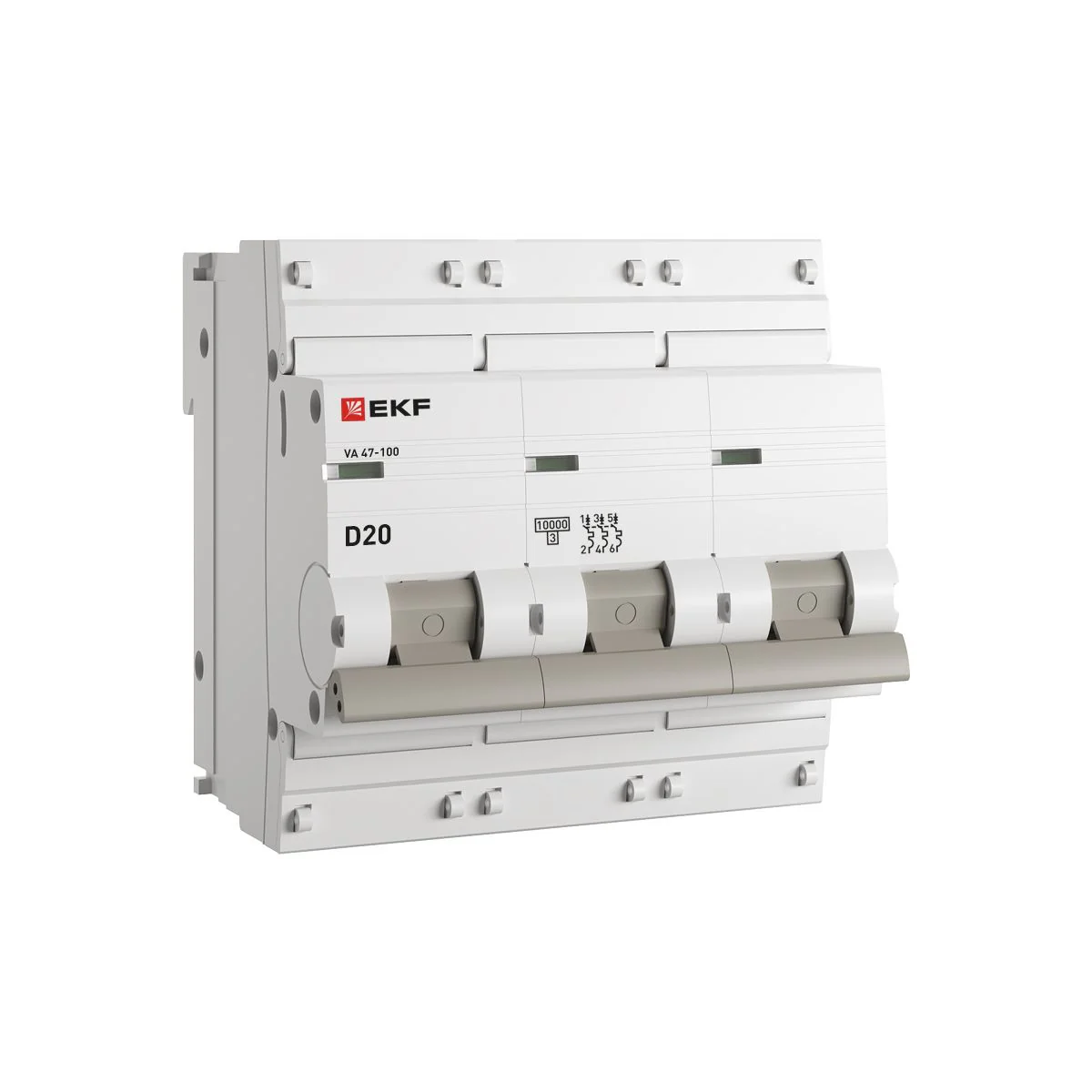 Автоматический выключатель 3P 20А (D) 10kA ВА 47-100 PROxima mcb47100-3-20D-pro
