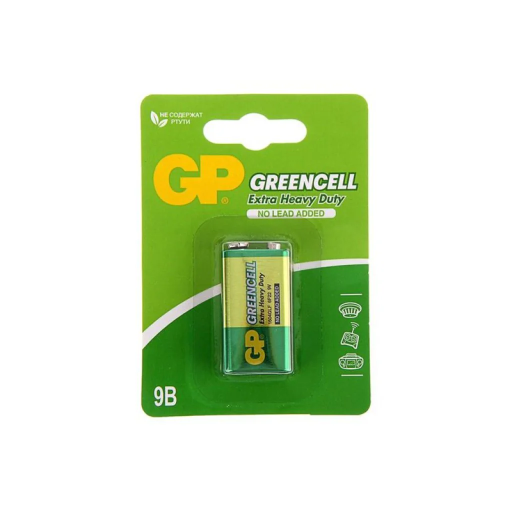 Батарея КРОНА   GP greencell - Элемент питания солевой, типоразмер 6F22