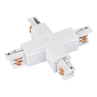 Коннектор крестовой LGD-4TR-CON-X-WH (C) 026142 - X-образный коннектор для треков 4TR. Цвет белый. 166х166х33 мм с контактами, 99х99х33 мм без контактов.  Аналог XTS-38 Global Track Pro. При использовании с треками и аксессуарами другой серии возможно отл