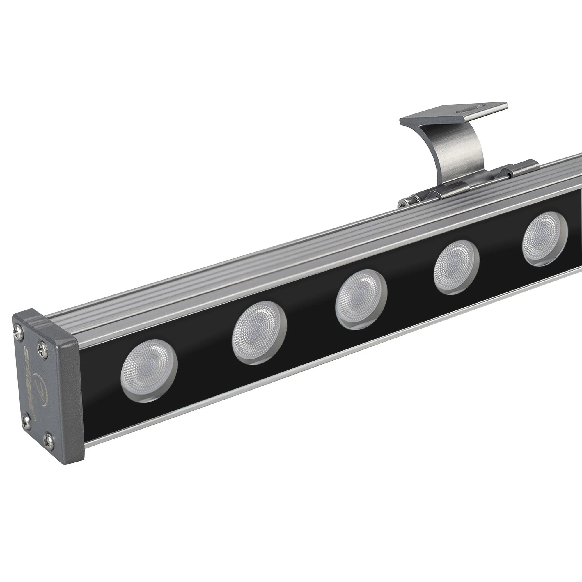 Линейный прожектор AR-LINE-1000-24W Warm3000 (GR, 15 deg, 230V) 042178 - Линейный прожектор. Мощность 24 Вт, св. поток 1850 лм, 77 лм/Вт, тёплый 3000 K, CRI>80, угол 15°, напряжение питания 230 В. Серый прямоугольный корпус из алюминия, экран стекло, степ