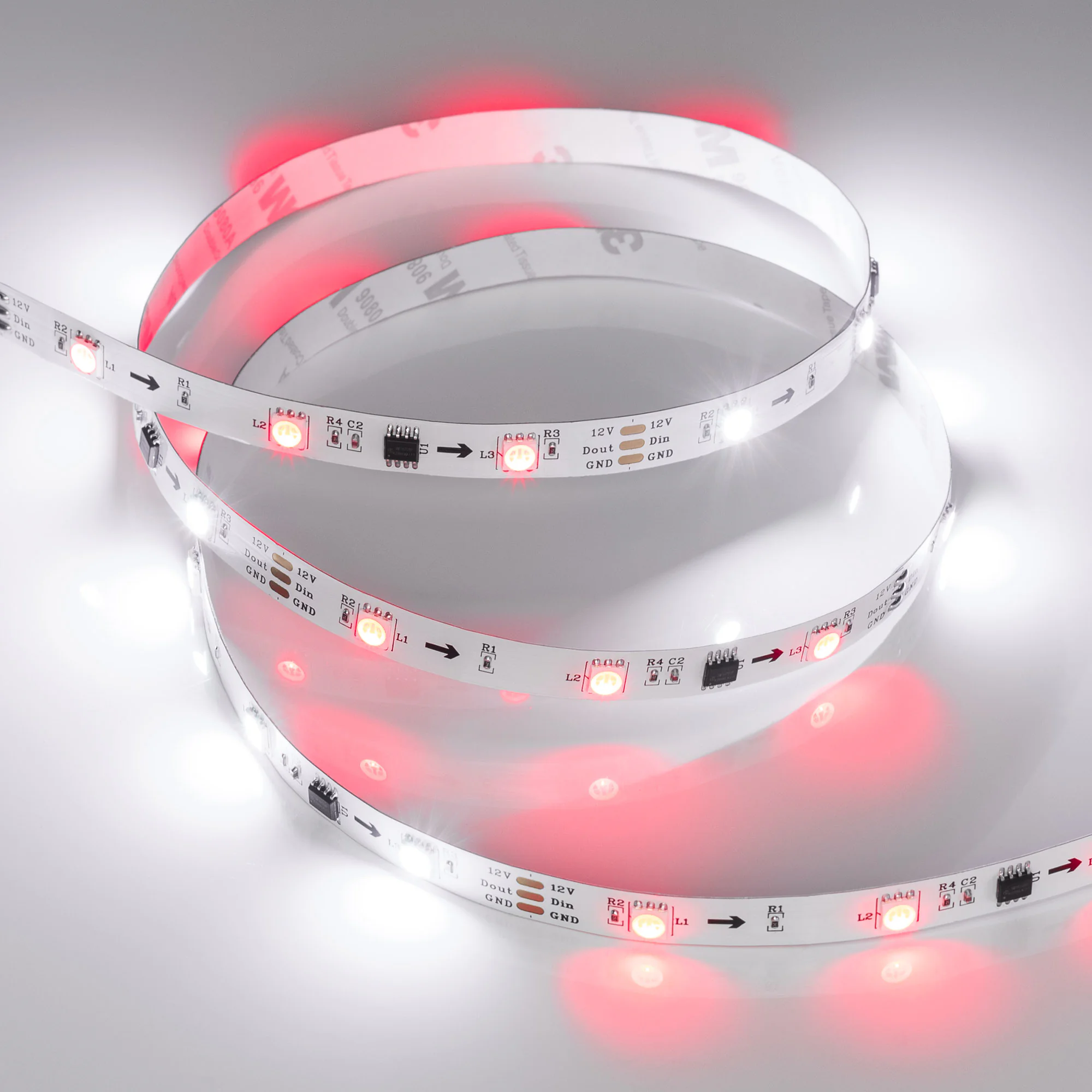 Лента SPI-B30-10mm 12V RGB-PX3 (7.2W/m, IP20, 5060, 5m) 026368(2) - Управляемая светодиодная лента SPI-B30, открытая IP20, с микросхемой 16703. Светодиоды 5060, 30 шт/м (150 шт на 5 м), белая плата, ширина 10 мм, скотч 3M. Цвет RGB, угол 120°. Питание 12 