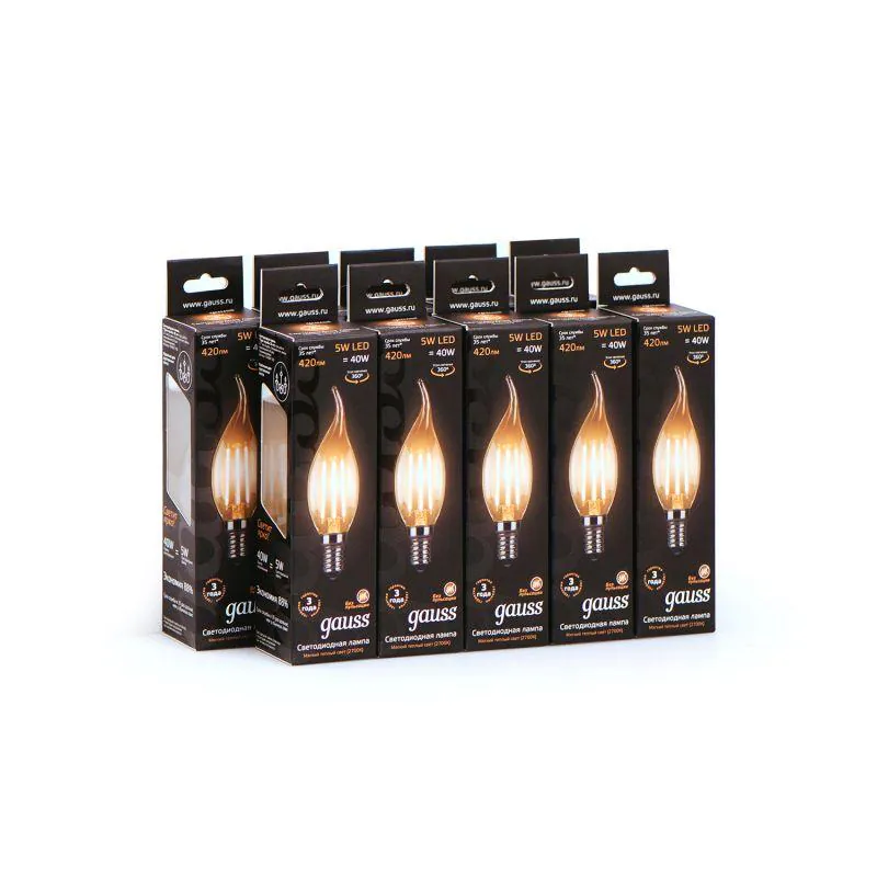 Лампа светодиодная филаментная Black Filament 5Вт свеча на ветру 2700К тепл. бел. E14 420лм 104801105