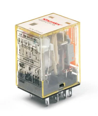 Реле RKM4CO048L - Миниатюрные реле общего назначения, 4 группы переключающих контактов, 48VDC, 3A, светодиодная индикация, для колодок серий: SYF14A-E, SYF14A
