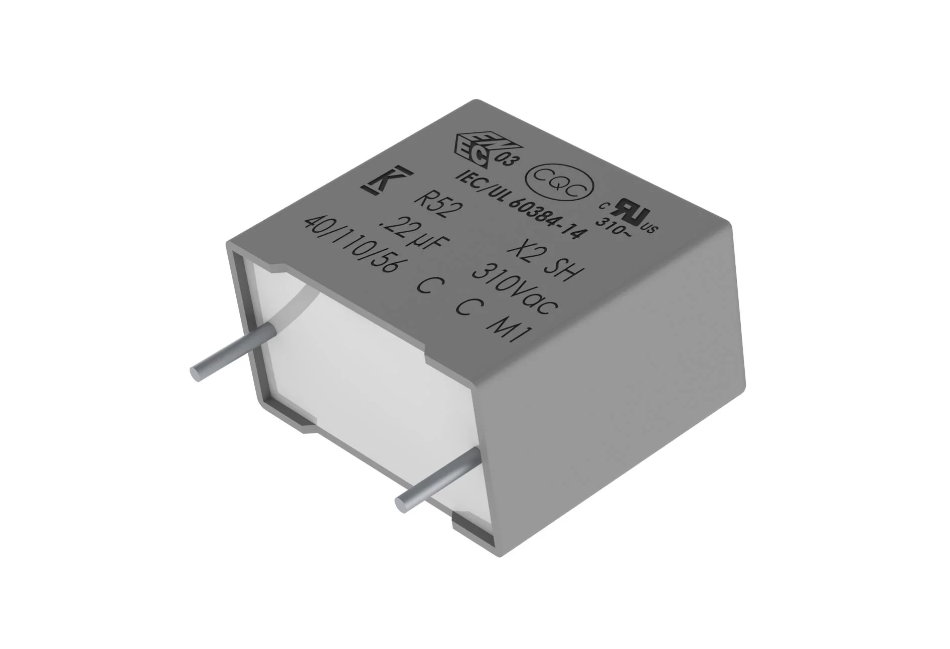 R523R415050P0K - Конденсатор пленочный помехоподавляющий X2 1.5мкФ 310В переменного тока ±10% (32 X 11 X 20мм) радиальные выводы пластиковый прямоугольный корпус 27.5мм