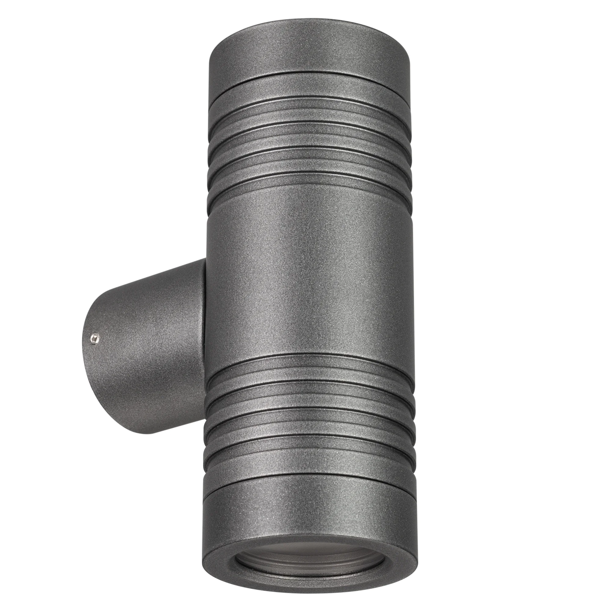 Светильник KT-RAY-WALL-TWIN-R46-2x3W Day4000 (GR, 24 deg, 24V) 034136 - Накладной настенный светильник, свечение вверх/вниз. Мощность 7 Вт, св. поток 800 лм, 114 лм/Вт, дневной 4000 K, CRI>80, угол 2x24°, напряжение питания 24 В. Темно-серый фигурный корп