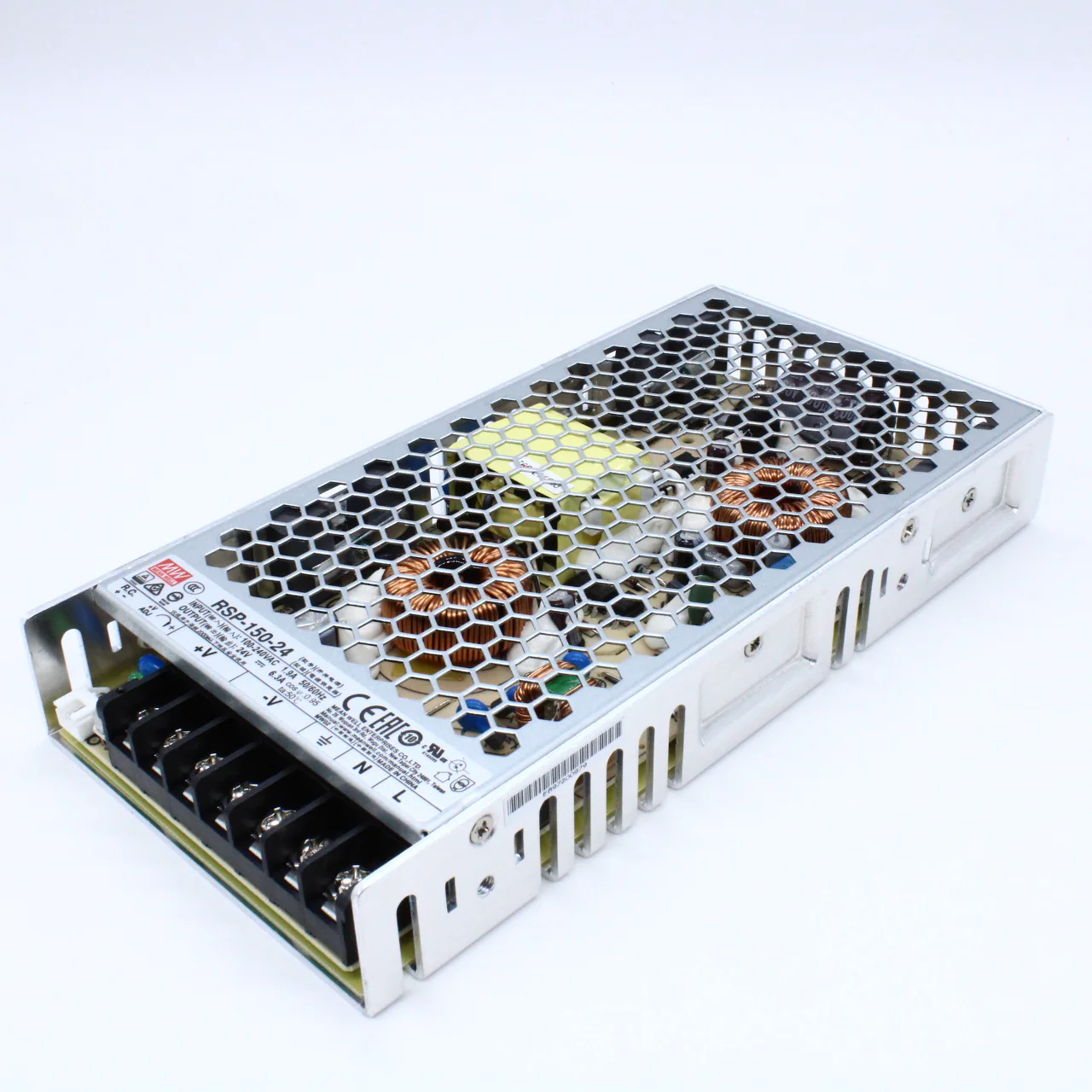 RSP-150-24 - AC-DC, 151Вт, ККМ, вход 85…264В AC, 47…63Гц /120…370В DC, выход 24В/6.3A, рег. вых 22.8…26.4В, изоляция 3750В AC, в корпусе 199х99х30мм, -30…+70°С
