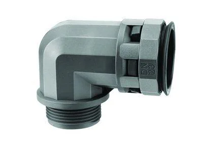 Муфта 90 грд. труба-коробка DN 36 мм, М40х1,5, полиамид, цвет черный PAN36M40N
