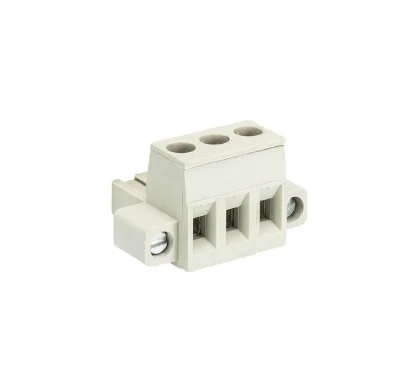 Розетка Wiecon 8213 B / 3 F OB - Розеточный разъем, угловой, на кабель, с монтажными фланцами, шаг 5,08 мм, 3 полюса, номинальное сечение: 2,5 мм кв., винтовая фиксация провода, 400V, 12А, без маркировки, цвет: серый, серия 8213 F OB