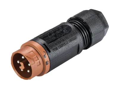 Разъем RST16I5 S S1 ZT6S L BR - Вилочный разъем на кабель диам. 7,1-13 мм, IP68(69k), 5 полюсов, цвет: коричневый, номинальные характеристики: ~50/-120V 16A, серия gesis RST MINI
