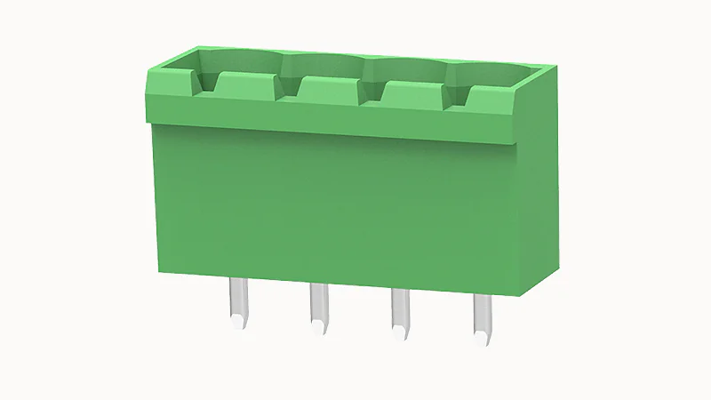 PCB клемма 2EDGVC-5.08-04P-14 - Вилочный разъем, PCB, на плату, пайка, шаг 5,08 мм, 4 полюса, угол монтажа 180 гад., 320V, 20А, цвет: зеленый, серия 2EDGVC