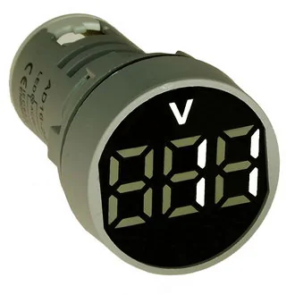 DMS-101 - Цифровой LED вольтметр AC 20-500В, белый, установка на панель в отв d=22мм