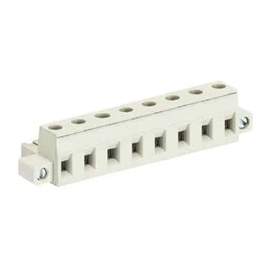 Розетка Wiecon 8413 B / 8 F - Розеточный разъем, угловой, на кабель, с монтажными фланцами, шаг 7,62 мм, 8 полюсов, номинальное сечение: 2,5 мм кв., винтовая фиксация провода, 690V, 12А, с маркировкой, цвет: серый, серия 8413 F