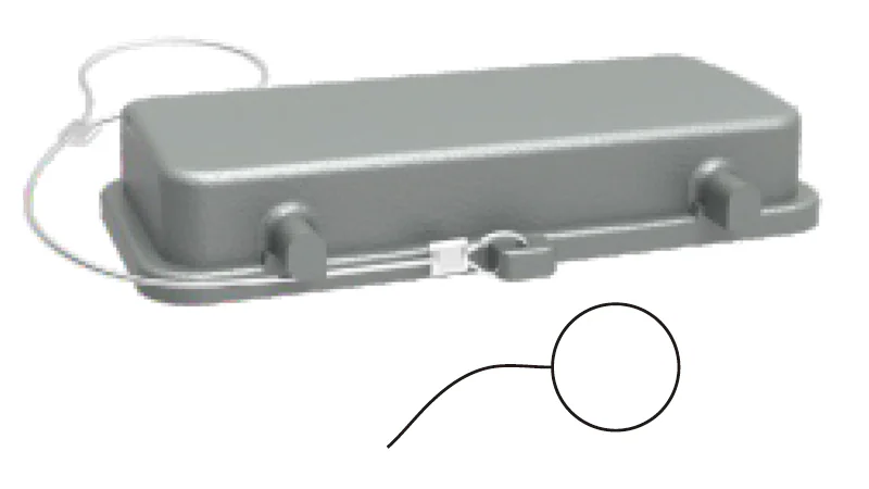 Защитная крышка D16B-MCV-4g/1S - Защитная крышка, металлическая, типоразмер D16B, без защелок (стопора для двух защелок), со стропой от утери