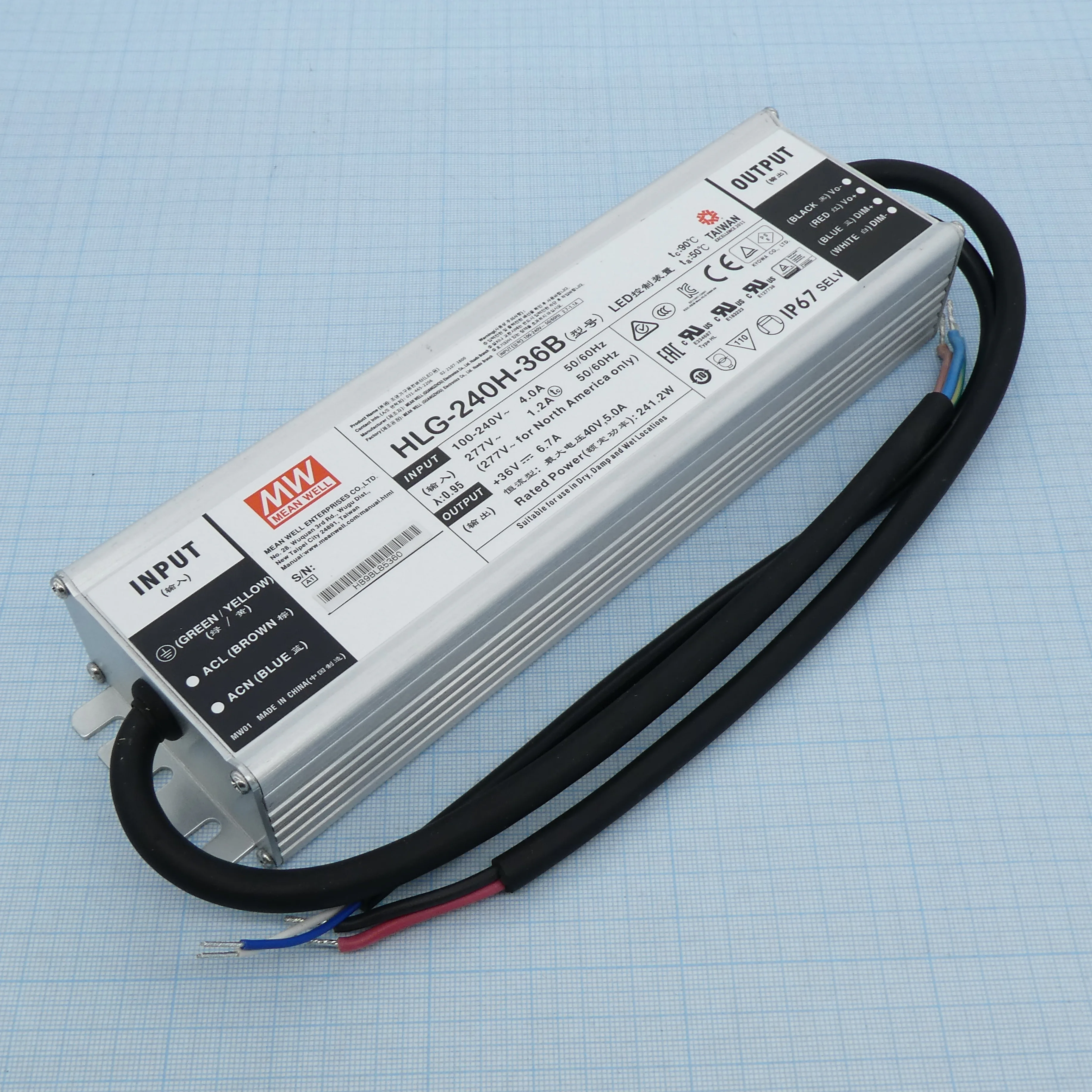 HLG-240H-36B - AC/DC драйвер электропитания светодиодов, 240 Вт