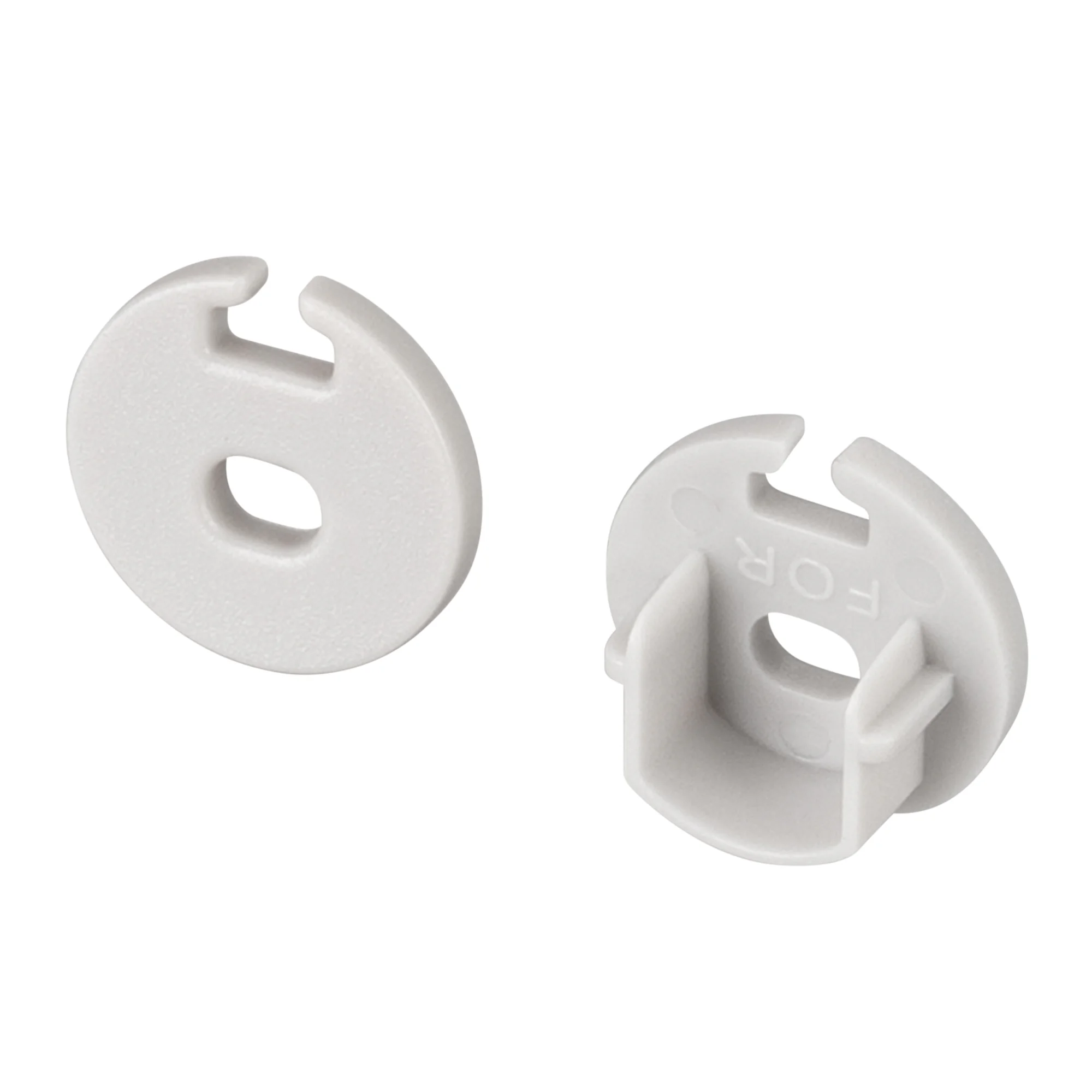 Заглушка ARH-ROUND-D16 с отверстием 039223 - PVC серая заглушка, с отверстием, для профиля ROUND-D16. В комплекте 2 заглушки. Цена за комплект.