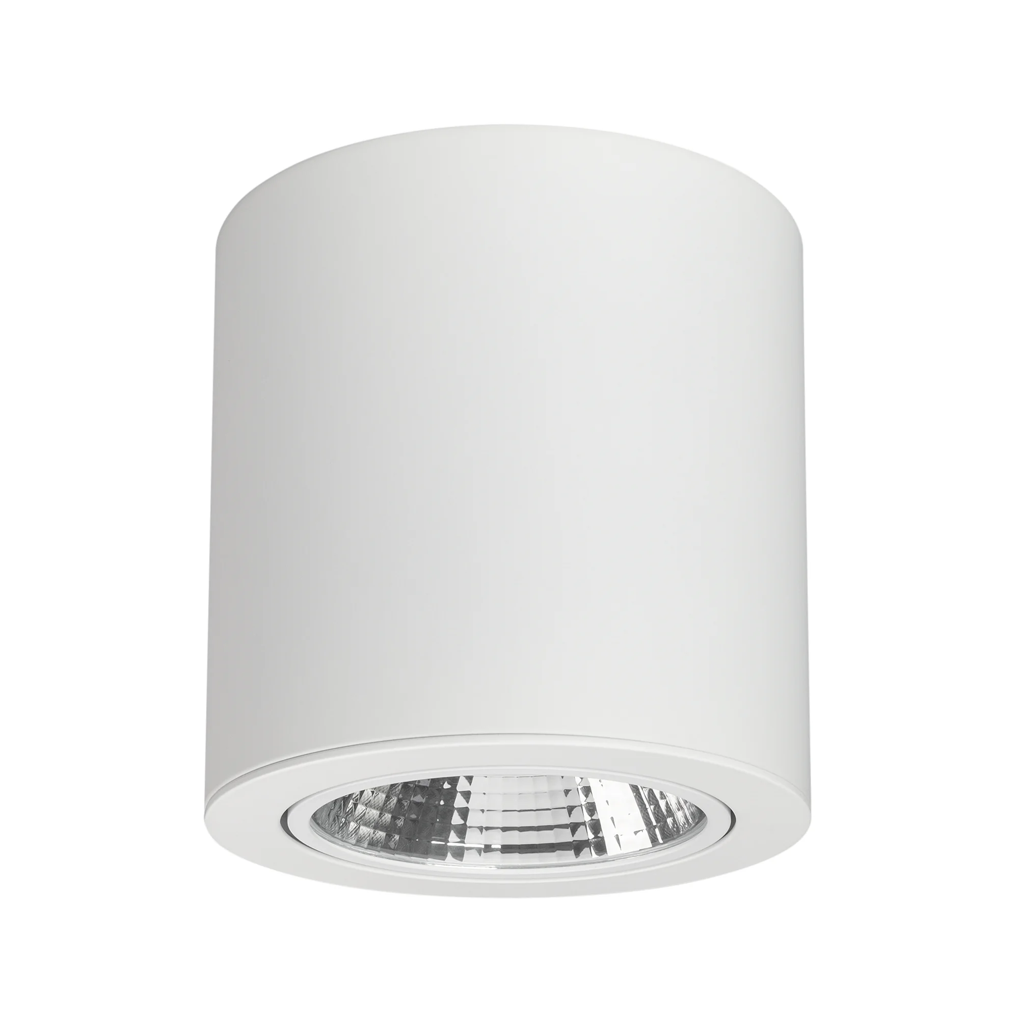 Светильник SP-FOCUS-R140-30W Warm White 021066 - Накладной светильник 30Вт, белый корпус цилиндр. Цвет ТЕПЛЫЙ БЕЛЫЙ 3000K, св.поток 2400-2700лм, CRI(Ra)>80, наклоняемая ось, угол 24°. Размер Ф140x140 мм. Питание AC 180-240V, 30Вт, встроенный драйвер (DC 7