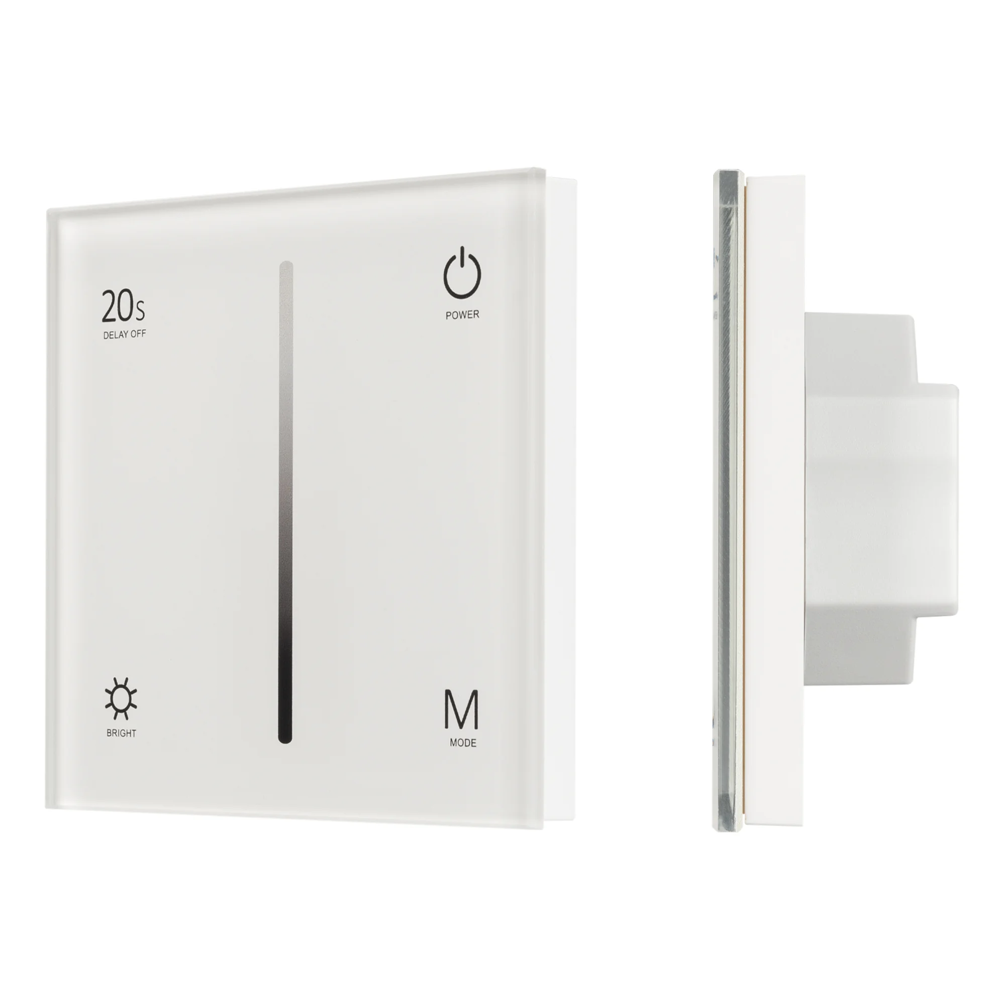 Панель SMART-P6-DIM-G-IN White (12-24V, 4x3A, Sens, 2.4G) 034781 - Встраиваемая сенсорная стеклянная панель 2.4 ГГц, цвет белый. Для управления одноцветными источниками света (ШИМ). Управление яркостью с помощью сенсорной полосы. Работает в режиме master/
