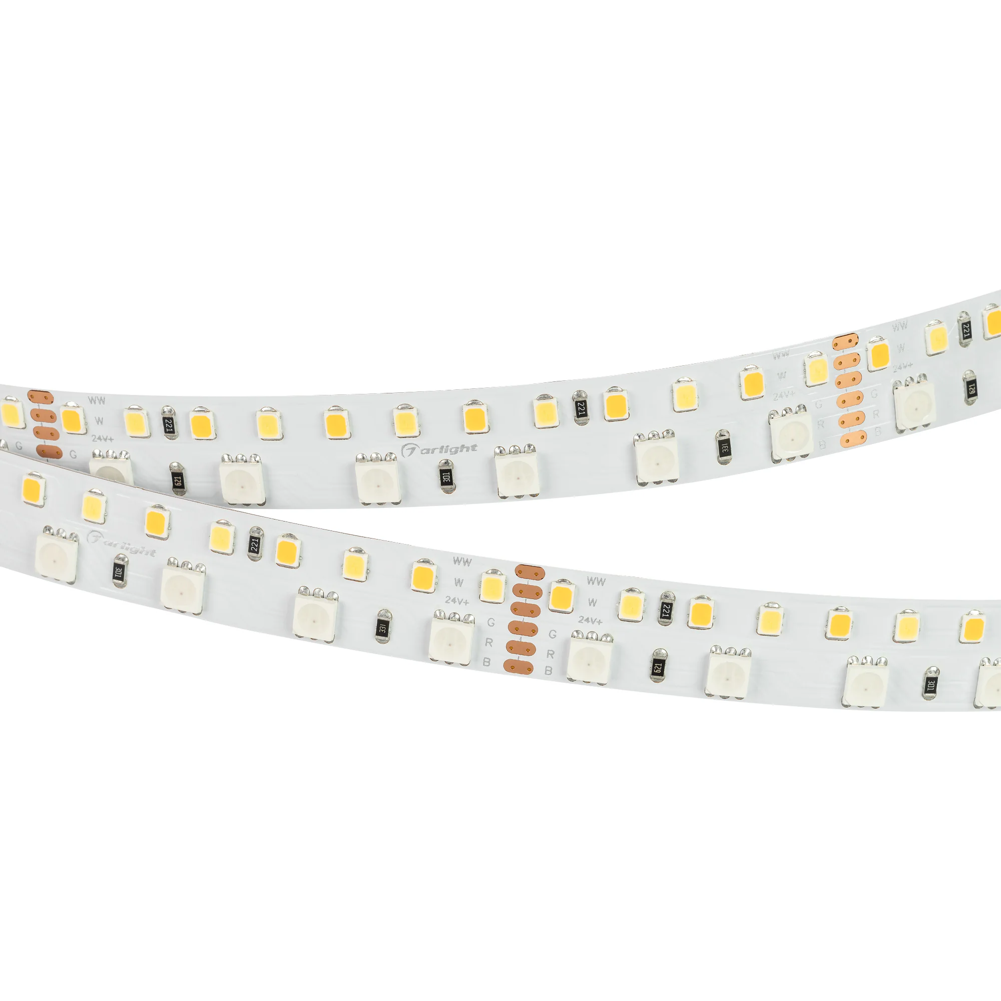 Лента RT-BA180-15mm 24V RGBW-MIX (28.8 W/m, IP20, 5060/2835, 5m) 022707(2) - 5-цветная RGB+W+WW лента LUX, светодиоды RGB smd 5060 + smd 2835, 180шт/м (900шт на 5м), белая плата 15мм, скотч 3М. Цвет RGB+БЕЛЫЙ 5800-6500К+ТЁПЛЫЙ 2600-2800К, угол 120°. Питан