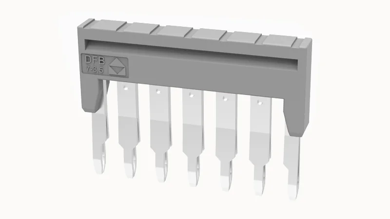 Марк.  полоска ZB3.5-10P-19-59Z(H) - Соединительная перемычка, втычная, изолированная, 7 полюсов, для серий клемм: DS1.5, шириной 3,5 мм, цвет: серый