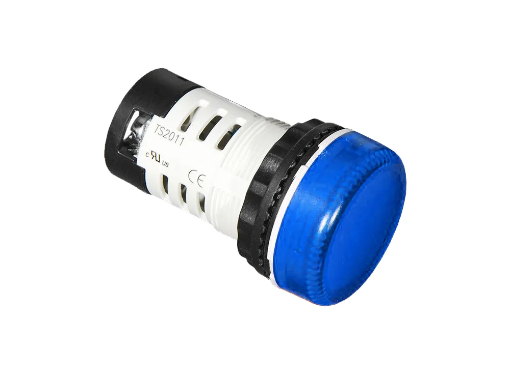 Индикатор (синий) TS2011-3AG40 - Индикатор, тип F1, LED AC 220V, пластиковое переднее кольцо, диаметр головки кнопки 29,5 мм, диаметр посадочного отверстия: 22 мм, цвет: синий