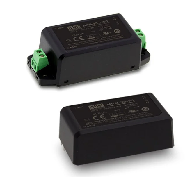 MPM-30-5ST - AC-DC med, 30Вт, вход 80...264В AC 47...440 Гц, выход 5В/6А, изоляция 4000В AC, в корпусе на шасси, 91x39.5x28.5мм, -40...+85°C, винтовые зажимы