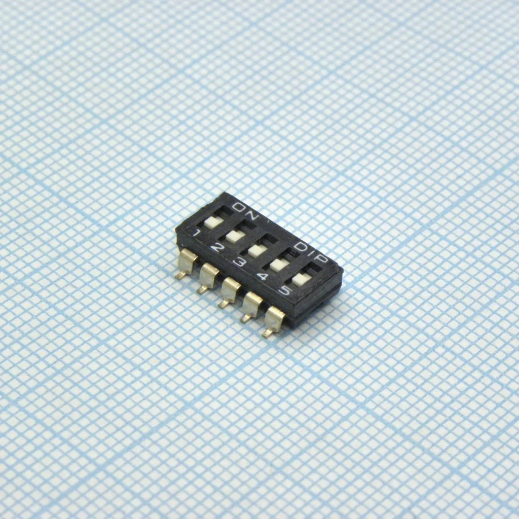DMR-05-V - Движковый переключатель 5 групп SMD монтаж 2.54мм 25мА 24В