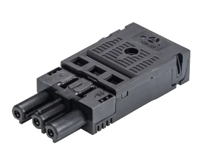 Разъем GST18i3 F B2 ZR1 SW - Розеточный разъем на кабель диам. 7,8 - 10,3 мм, 3 полюса, пружинная фиксация, номинальное напряжение: 250V, номинальный ток: 20A, цвет: черный, серия gesis GST18i3