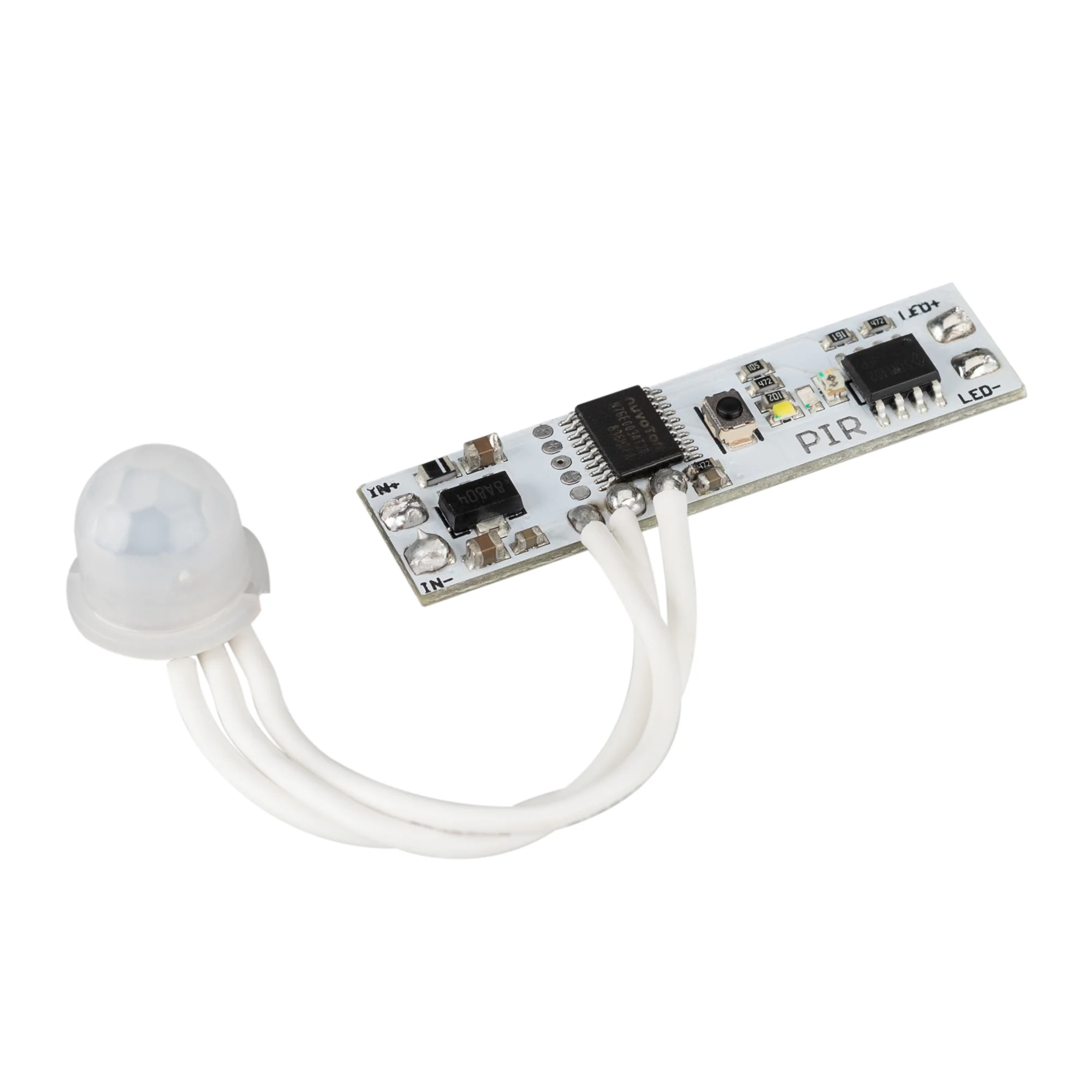 ИК-выключатель SR-IRIS-IRH (12-24V, 1x5A, 40x11mm) 029110 - Пассивный ИК-выключатель, встраиваемый в профиль, реагирует на движение. При улавливании движения - плавное включение и выключение света. При пропадании движения - отключение света через ~2мин. З