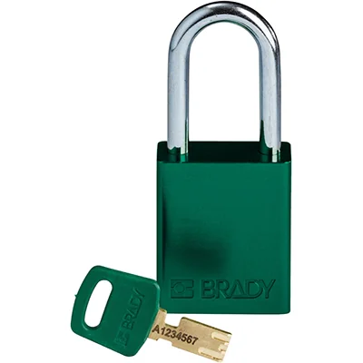 gws150264 - Замок SafeKey алюминиевый со стальной дужкой, высота дужки – 38 мм, диаметр дужки – 6.4 мм, алюминиевый корпус, размеры корпуса – 46х38х19 мм, цвет – зеленый, 1 шт/упак