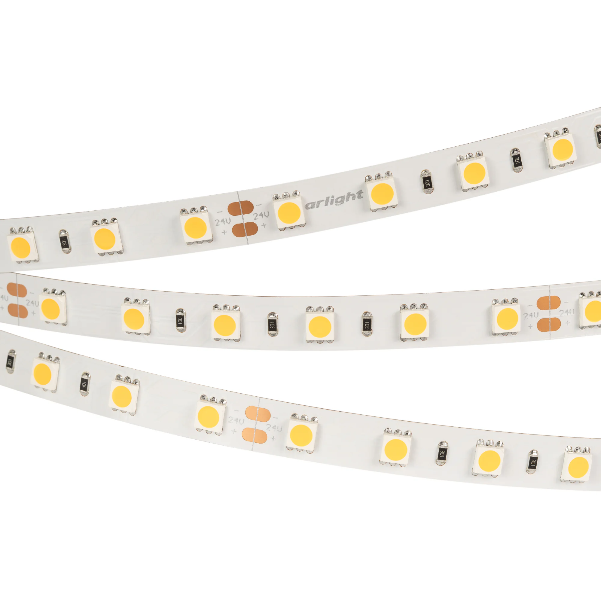 Лента RT-B60-10mm 24V Warm2400 (14.4 W/m, IP20, 5060, 5m) 018099(2) - Светодиодная лента RT-B60, открытая. Светодиоды 5060, 60 шт/м (300 шт на 5 м), белая плата, ширина 10 мм, скотч 3M. Цвет ТЁПЛЫЙ 2400 K, цветопередача CRI>85, угол 120°. Питание 24V, мощ