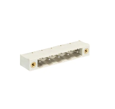 Вилка Wiecon 8413 S / 5 GF OB - Вилочный разъем, вертикальный, на плату, с монтажными фланцами, шаг 7,62 мм, 5 полюсов, фиксация на плате пайкой, 690V, 12А, без маркировки, цвет: серый, серия 8413 S GF