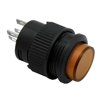 R16-503BD-Y NON LOCK - Кнопочный переключатель без фиксации, желтая LED подсветка