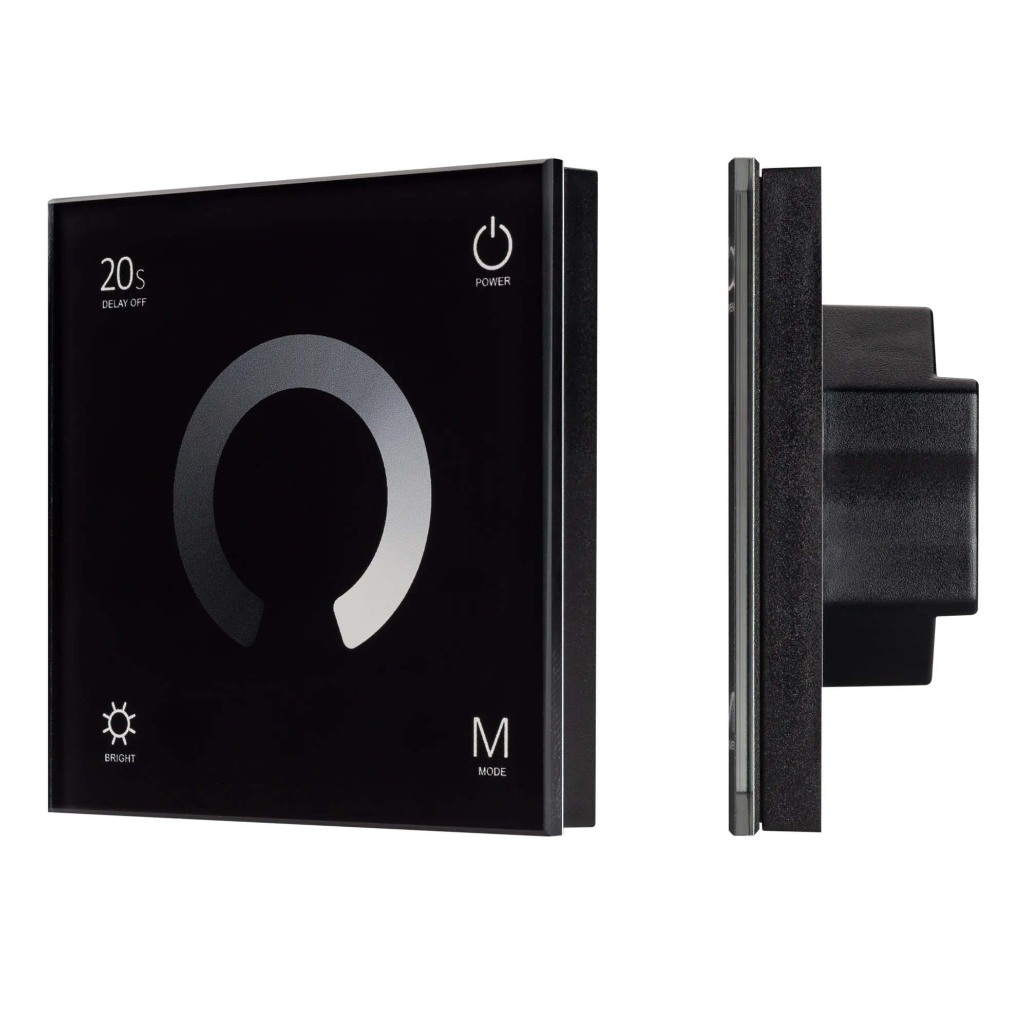 Панель SMART-P4-DIM-G-IN Black (12-24V, 4x3A, Sens, 2.4G) 034778 - Встраиваемая сенсорная стеклянная панель 2.4 ГГц, цвет чёрный. Для управления одноцветными источниками света (ШИМ). Управление яркостью с помощью сенсорного кольца. Работает в режиме maste