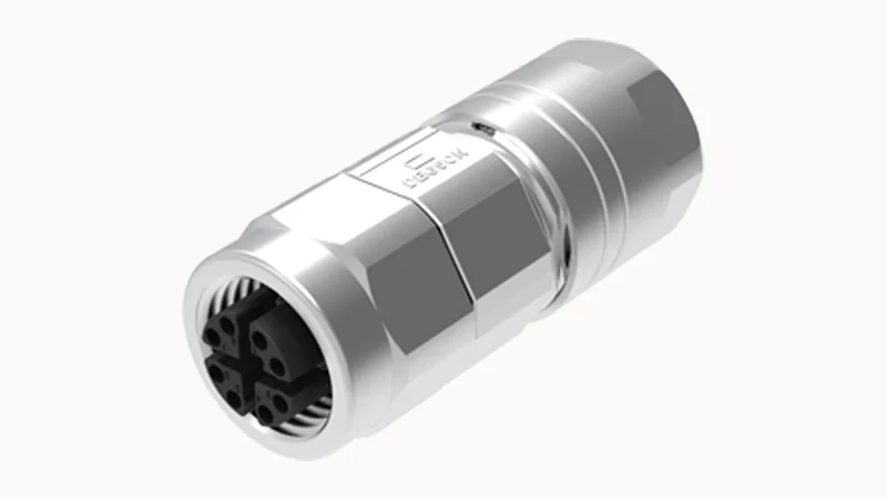 Розеточный разъем PCSH-M12X-08P-FF-SL7001 - Розеточный разъем на кабель, 8 полюсов, M12, прямой, обжимная фиксация провода, X-Code, диаметр кабеля: 6,0-7,5 мм, сечение: 0,14-0,34 мм кв., 0.5A 50V, металл
