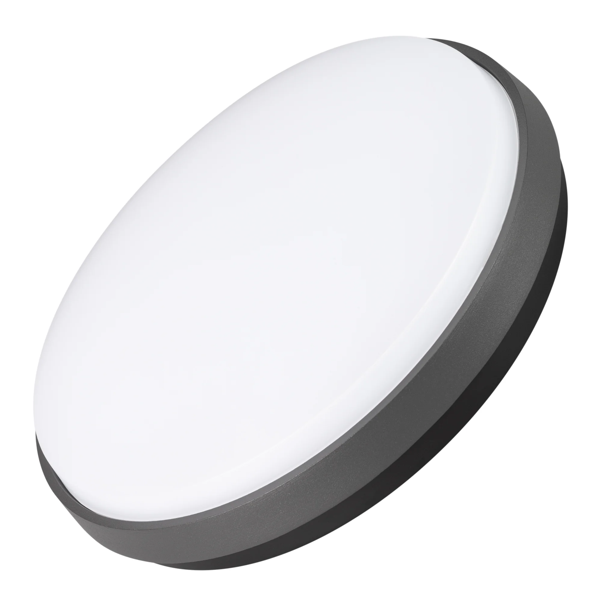 Светильник LGD-GIRO-R300-30W Day4000 (GR, 110 deg, 230V) 032425 - Накладной светильник 30Вт, серый алюминиевый корпус, матовый рассеиватель из поликарбоната. Цвет ДНЕВНОЙ БЕЛЫЙ 4000K, св.поток 2760лм, CRI(Ra)>80, угол 110°. Размер Ф300x50мм. IP54. Питание