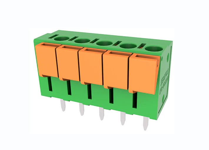 Клемма на плату MC-TC5.08V04P-N-0001 - Клемма, вертикальный, подвод кабеля, на плату, шаг: 5.08 мм, 4 полюса, фиксация провода Push-In исполнение: два вывода на полюс, 400V, 15A, цвет: серый
