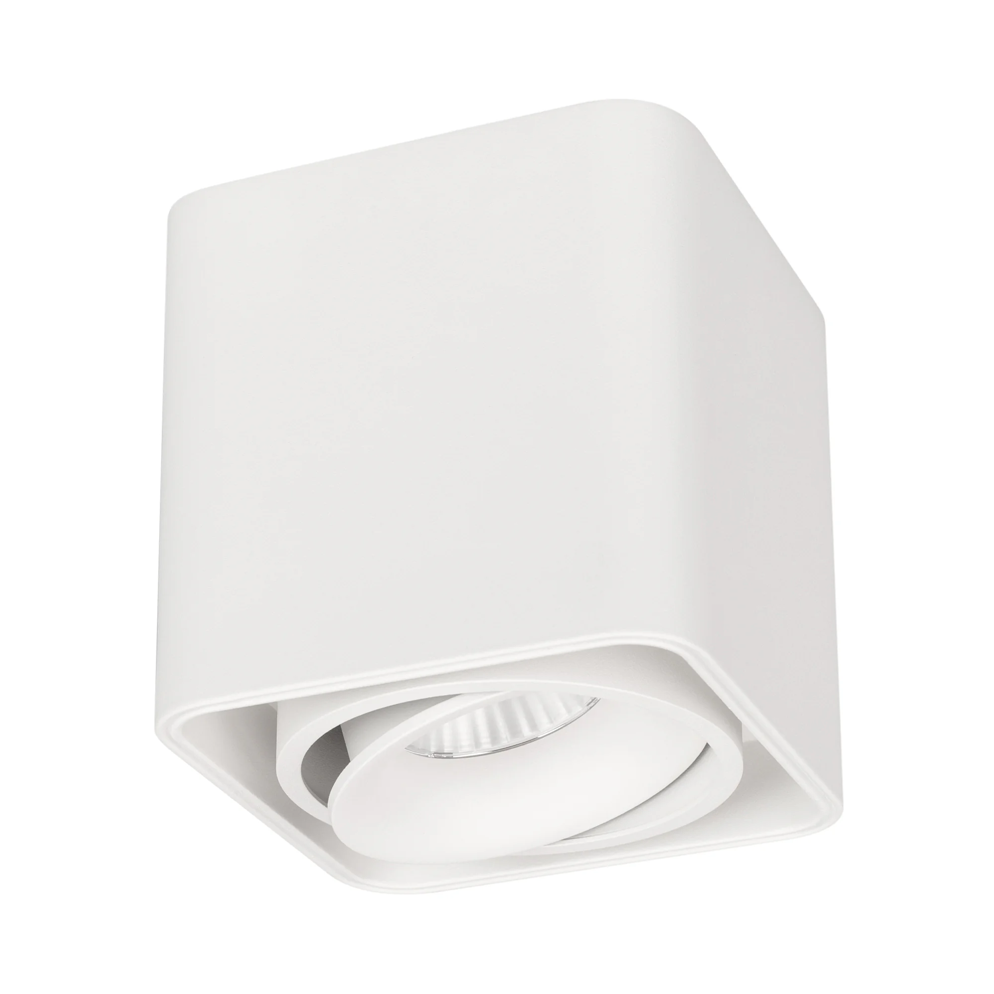 Светильник SP-CUBUS-S100x100-8W Day4000 (WH, 45 deg, 230V) 036048 - Накладной интерьерный светильник. Мощность 8 Вт, св. поток 760 лм, 98 лм/Вт, дневной 4000 K, CRI>90, угол 45°, регулируемое направление луча 30°, напряжение питания 230 В. Белый квадратны